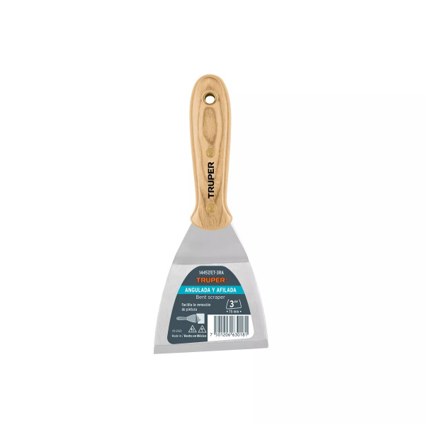 Espátula Afilada Y Angulada 3' Con Mango De Madera, Truper | Espátulas y Similares
