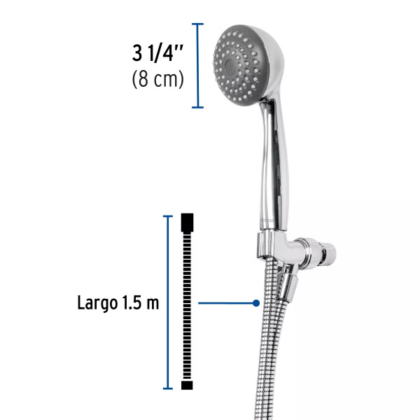 Regadera de teléfono 3-1/4, ABS, con soporte, cromo, AERO