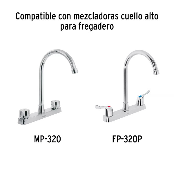 Cuello alto para mezcladora de fregadero, cromo, BASIC