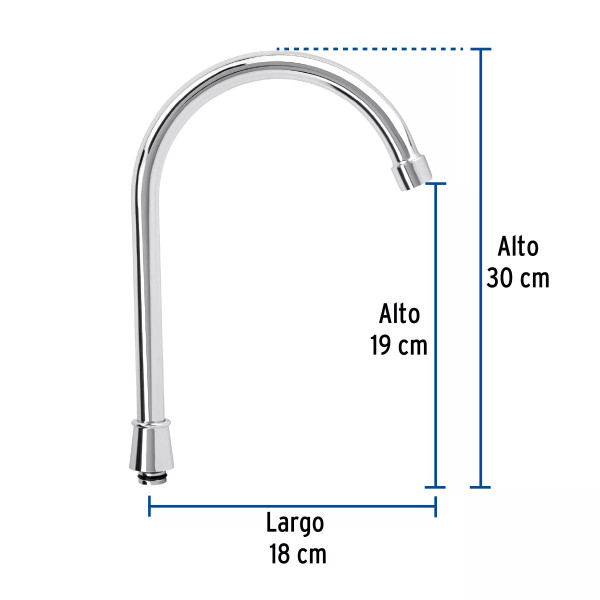 Cuello alto para mezcladora de fregadero, cromo, BASIC