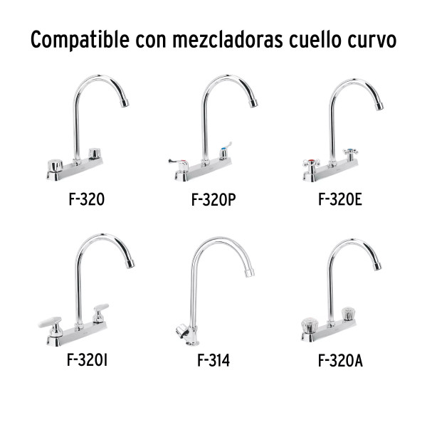Cuello alto/curvo para mezcladora de fregadero, cromo, BASIC