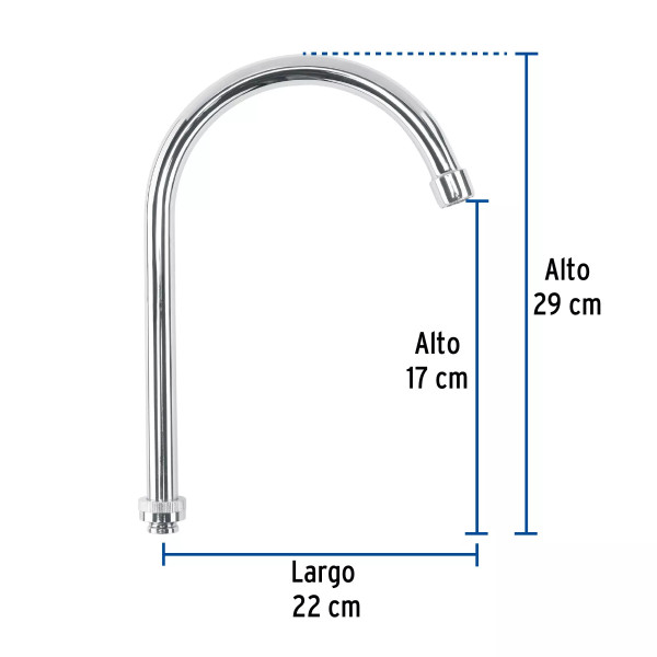 Cuello alto/curvo para mezcladora de fregadero, cromo, BASIC