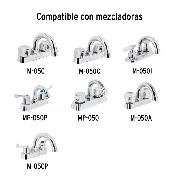Cuello curvo para mezcladora de lavabo, cromo, BASIC
