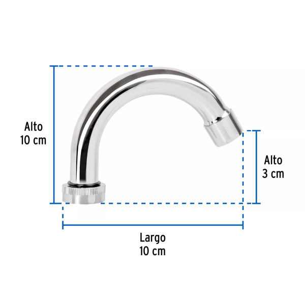 Cuello curvo para mezcladora de lavabo, cromo, BASIC