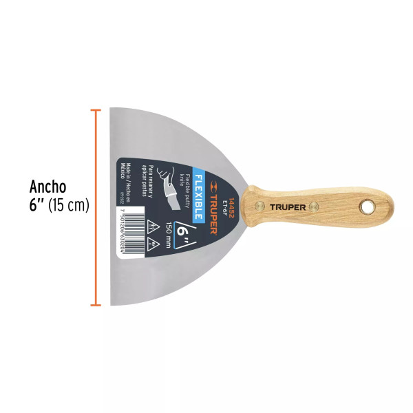 Espátula Flexible 6' Con Mango De Madera, Truper | Espátulas y Similares
