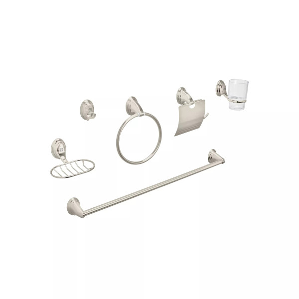 Juego de 6 accesorios p/baño satín chapetón ovalado, AQUA