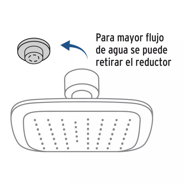 Regadera cuadrada 6", ABS, sin brazo, cromo, AERO