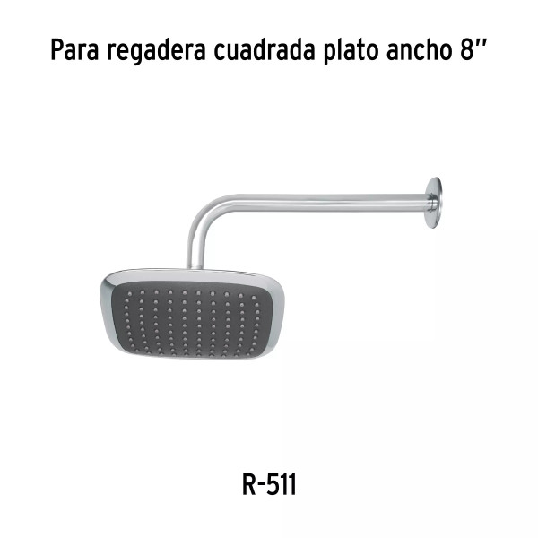 Regadera cuadrada 8", ABS, sin brazo, cromo, AERO