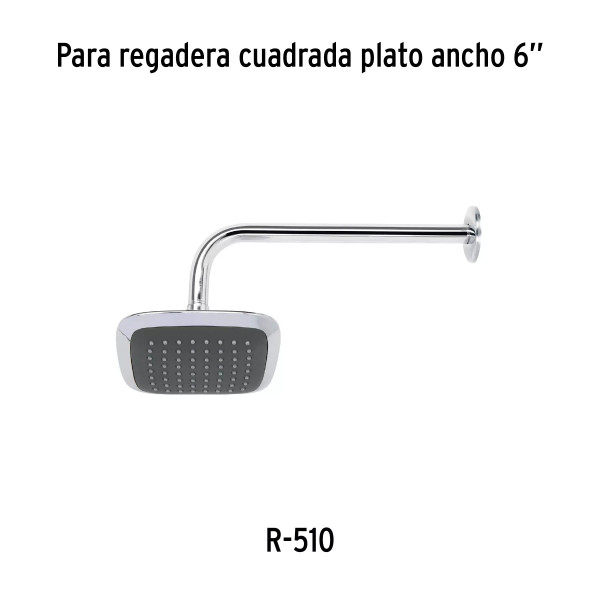 Regadera cuadrada 6", ABS, sin brazo, cromo, AERO