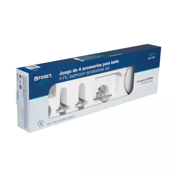 Juego de 4 accesorios para baño metálicos, FOSET AQUA