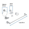 Juego de 6 accesorios para baño metálicos, FOSET AQUA