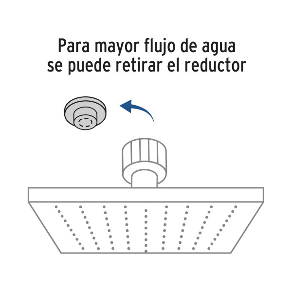 Regadera cuadrada 4", ABS, sin brazo, negro, AQUA