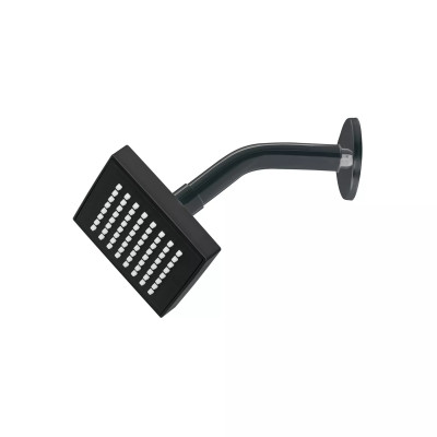 Regadera cuadrada 4", ABS, con brazo y chapetón, negro, AQUA