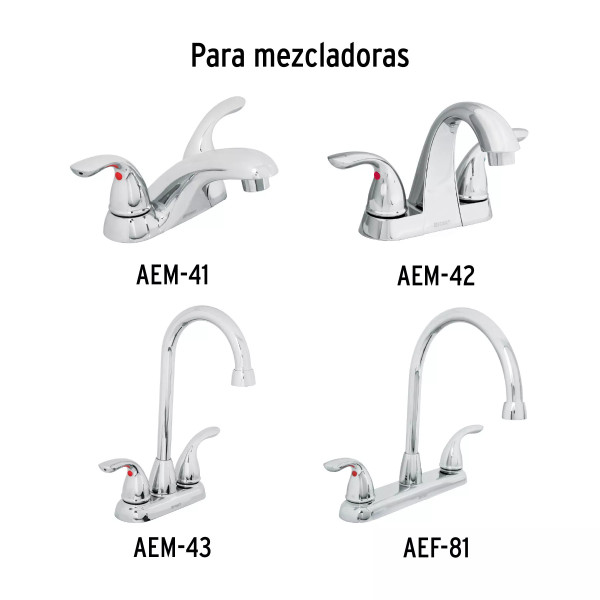 Juego de manerales de palanca p/lavfregadero, cromo, AERO