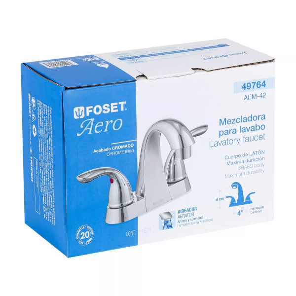 Mezcladora 4" cuello alto para lavabo, FOSET AERO