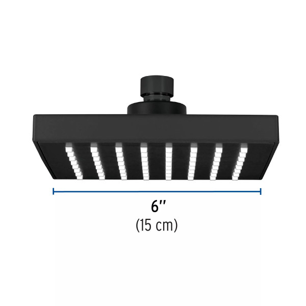 Regadera cuadrada 6", ABS, sin brazo, negro, AQUA