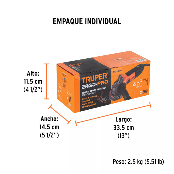 Pulidora Esmeriladora Angular 4-1/2' 950 W, Ergo-Pro | Pulidoras / Esmeriles