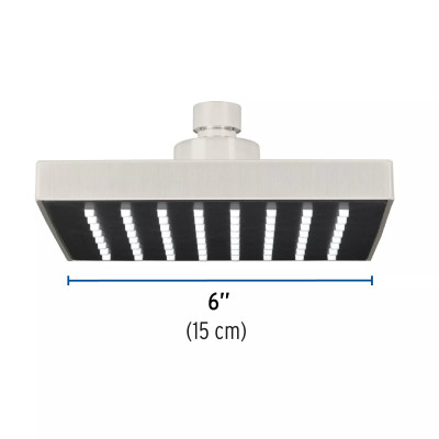 Regadera cuadrada 6", ABS, sin brazo, satín, AQUA