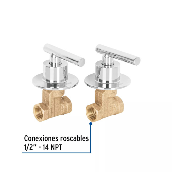 Juego llaves empotrar roscables, palanca cromo, TÚBIG