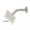 Regadera cuadrada 4", acero inox, con brazo, satín, TÚBIG