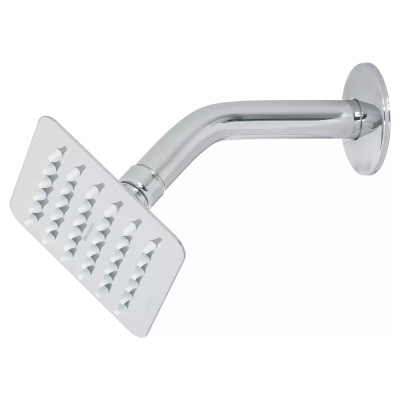 Regadera cuadrada 4", acero inox, con brazo, cromo, TÚBIG