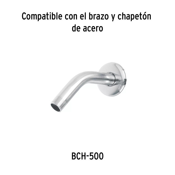 Regadera redonda 2", metálica, sin brazo, cromo, AQUA