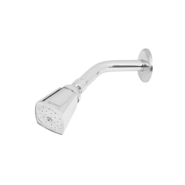 Regadera cuadrada 2", metalica,brazo y chapetón, cromo, AQUA