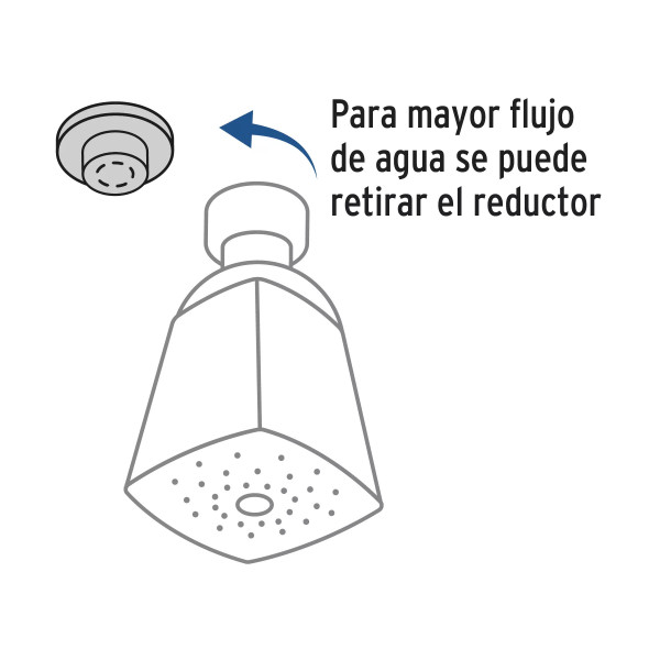 Regadera cuadrada 2", metalica,brazo y chapetón, cromo, AQUA