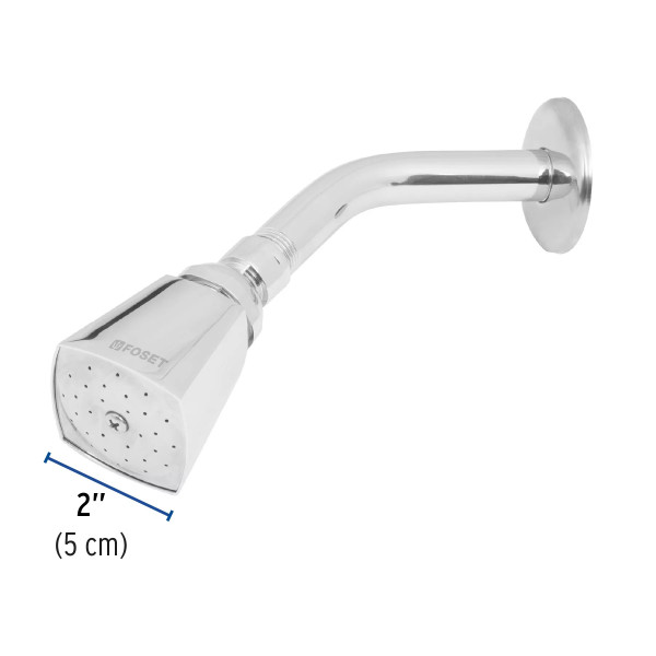 Regadera cuadrada 2", metalica,brazo y chapetón, cromo, AQUA