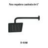 Regadera cuadrada 6", acero inox, sin brazo, negro, TÚBIG