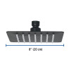 Regadera cuadrada 6", acero inox, sin brazo, negro, TÚBIG
