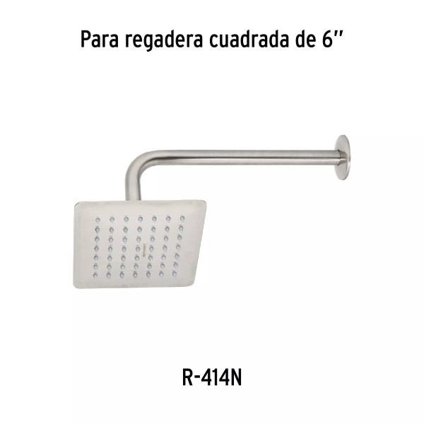 Regadera cuadrada 6", acero inox, sin brazo, satín, TÚBIG