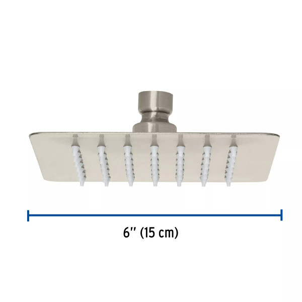 Regadera cuadrada 6", acero inox, sin brazo, satín, TÚBIG