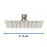 Regadera cuadrada 6", acero inox, sin brazo, satín, TÚBIG