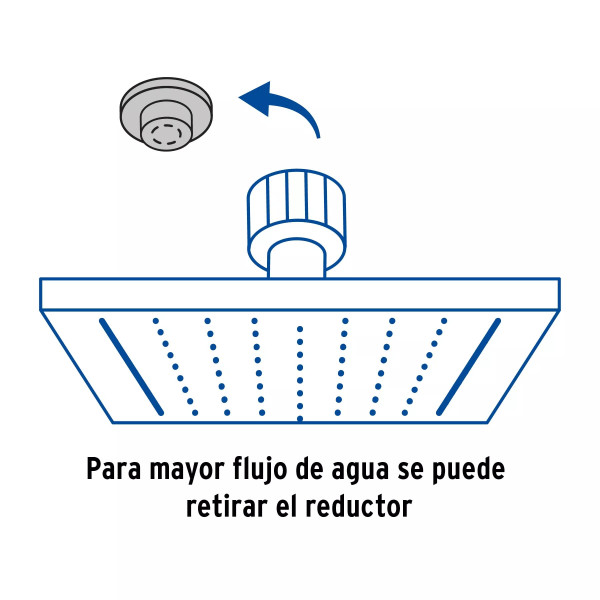 Regadera cuadrada 6", acero inox, sin brazo, satín, TÚBIG
