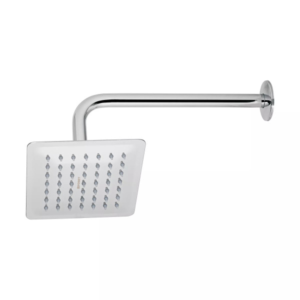 Regadera cuadrada 6", acero inox, con brazo, cromo, TÚBIG