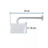 Regadera cuadrada 6", acero inox, con brazo, cromo, TÚBIG