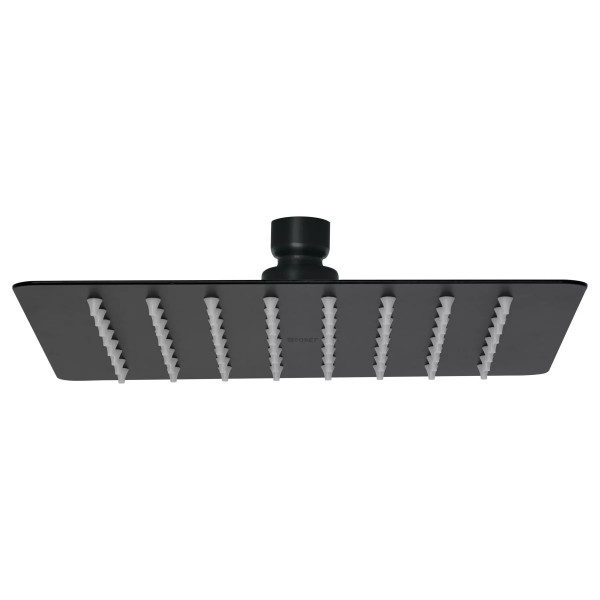 Regadera cuadrada 8", acero inox, sin brazo, negro, TÚBIG