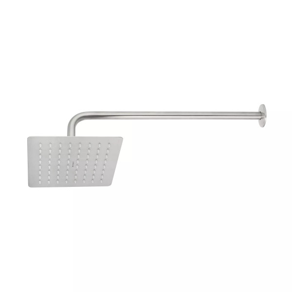 Regadera cuadrada 8", acero inox, con brazo, satín, TÚBIG