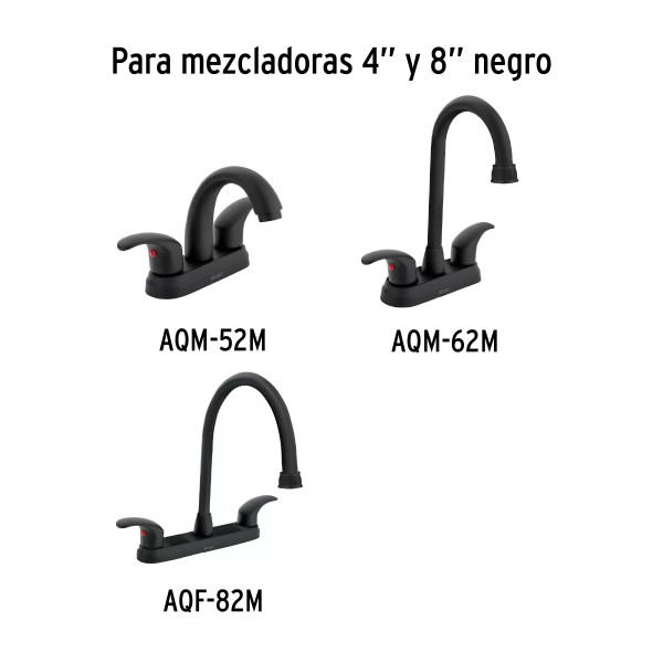 Juego manerales de palanca p/lavfregadero,negro mate AQUA