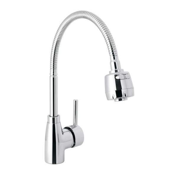 Monomando para fregadero con cuello flexible, cromo, TÚBIG