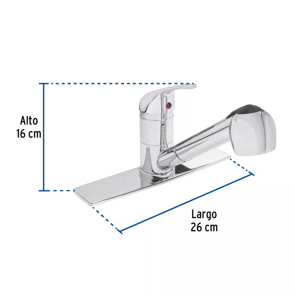 Monomando fregadero cromo, cuello extraíble, AQUA