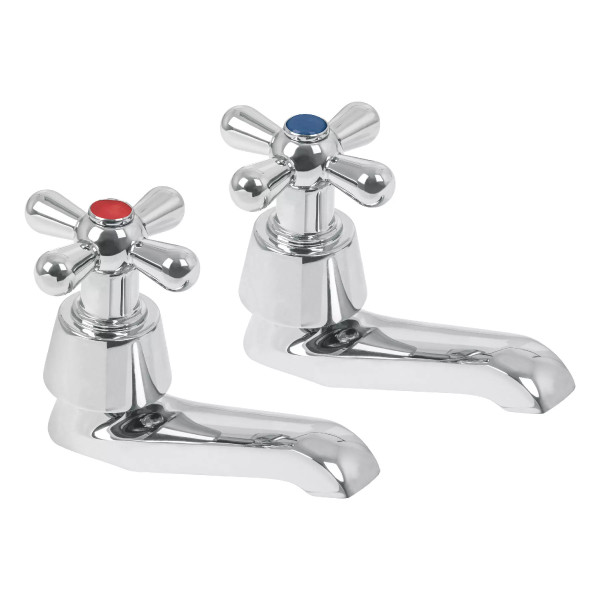 Juego 2 llaves individuales para lavabo, cromo, cruceta,AQUA