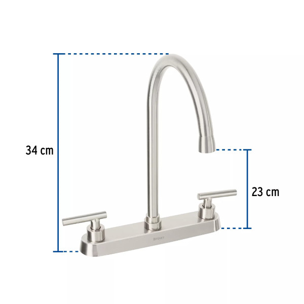 Mezcladora para fregadero, manerales palanca, satín, TÚBIG