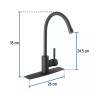 Monomando para fregadero, cuello alto, negro mate, TÚBIG
