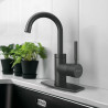 Monomando corto para lavabo, negro mate, FOSET TÚBIG