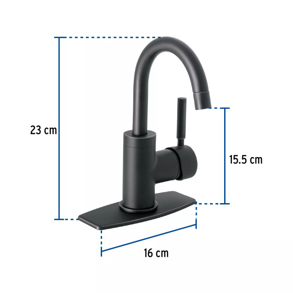 Monomando corto para lavabo, negro mate, FOSET TÚBIG