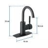 Monomando corto para lavabo, negro mate, FOSET TÚBIG