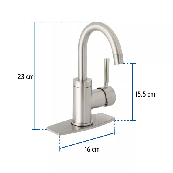 Monomando corto para lavabo, satín, FOSET TÚBIG