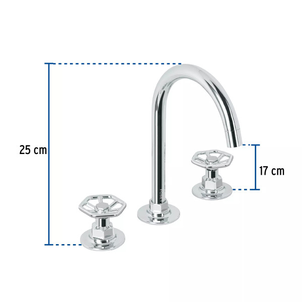 Mezcladora p/lavabo,taladros separados,redondos,cromo TÚBIG